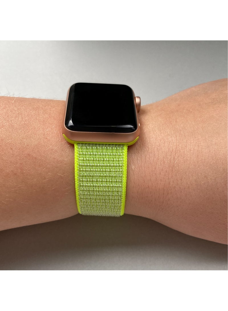 VITION Nylon Sport Band for Apple Watch 42mm 44mm 45mm Soft Replacement Strap for iWatch Series 7/ 6/ SE/ 5/4/3/2/1 (Lime Green) - Image 2