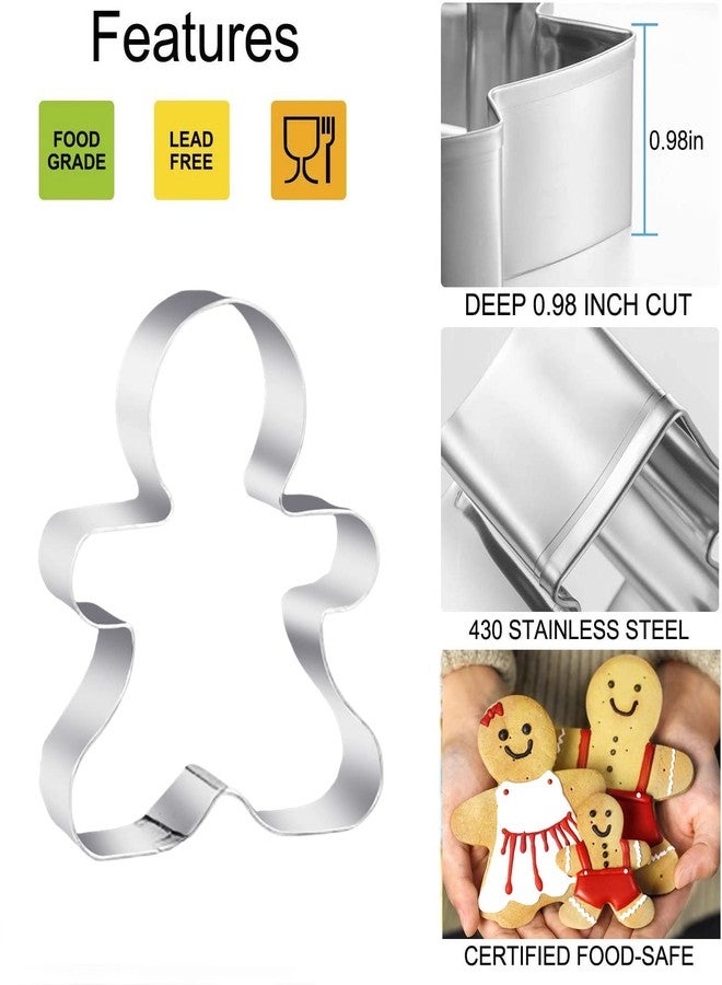 Q-BAKER 3PCS Gingerbread Man Cookie Cutters, 5.12" 4.34" 3.42" Large Christmas Cookie Molds -Stainless Steel Holiday Biscut Cutter Shapes for Baking Gift - Image 3