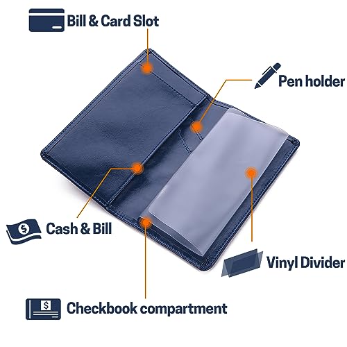 Aurya Leather Checkbook Covers for Personal Checkbook, Checkbook Holder with Free Vinyl Divider, Checkbook Cover for Duplicate Checks for Men and Women - Image 3