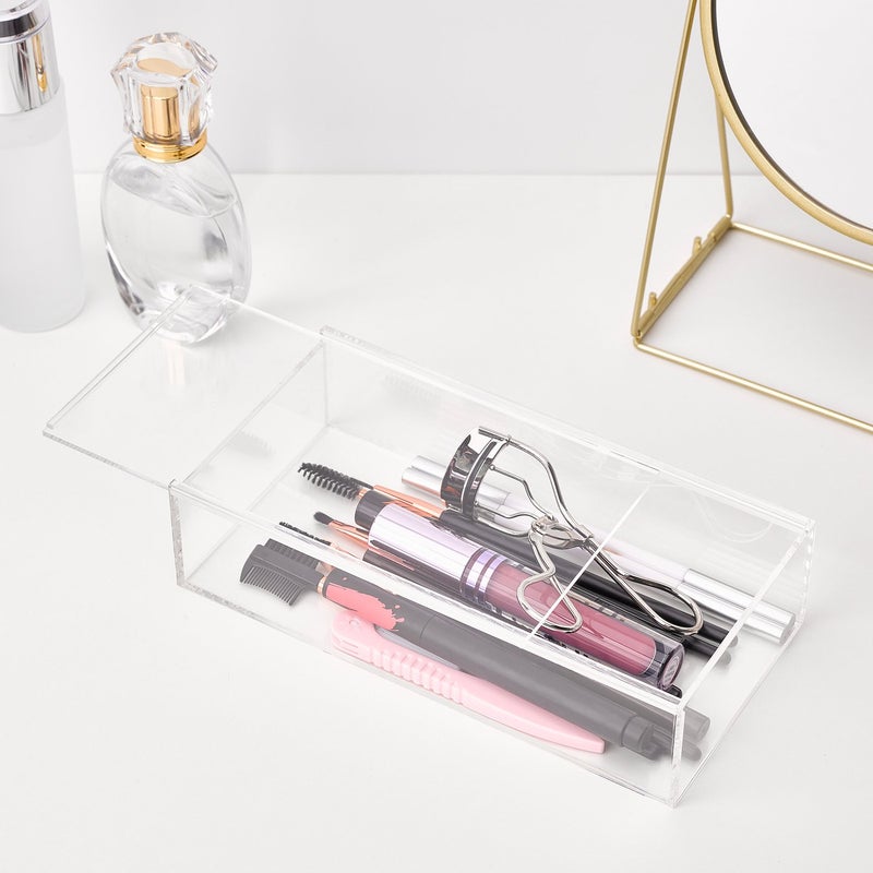 Baitique Clear Acrylic Make-up Organiser Box with Lid, 20x10 cm - Image 2