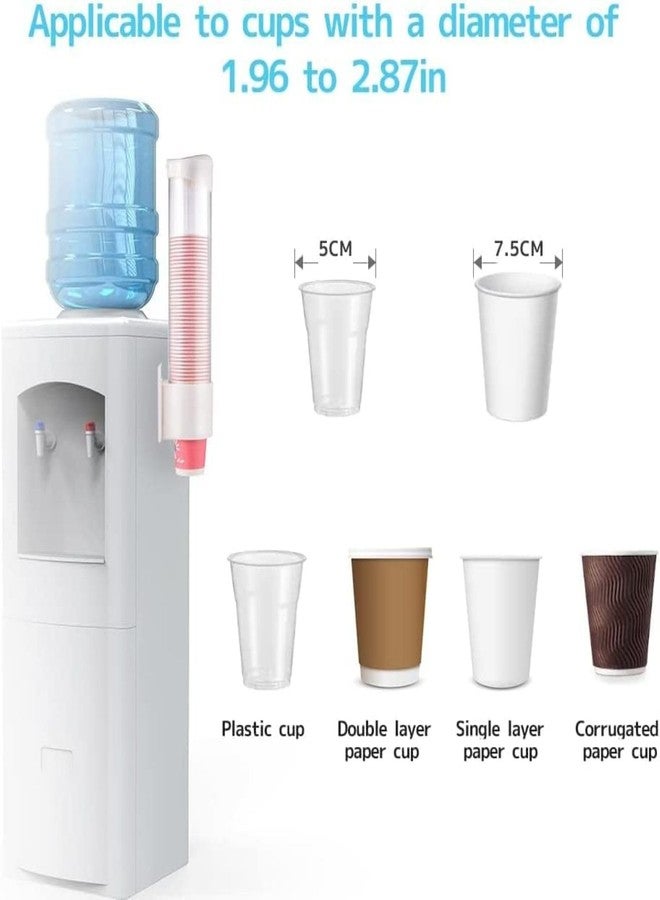 Akshify Paper Cup Dispenser Wall Mounted Plastic Drinking Cup Holder Organizer with Dustproof Cover, Transparent Window and Dual Adhesive or Screw Mount for Home Office Bathroom Water Cooler - Image 5
