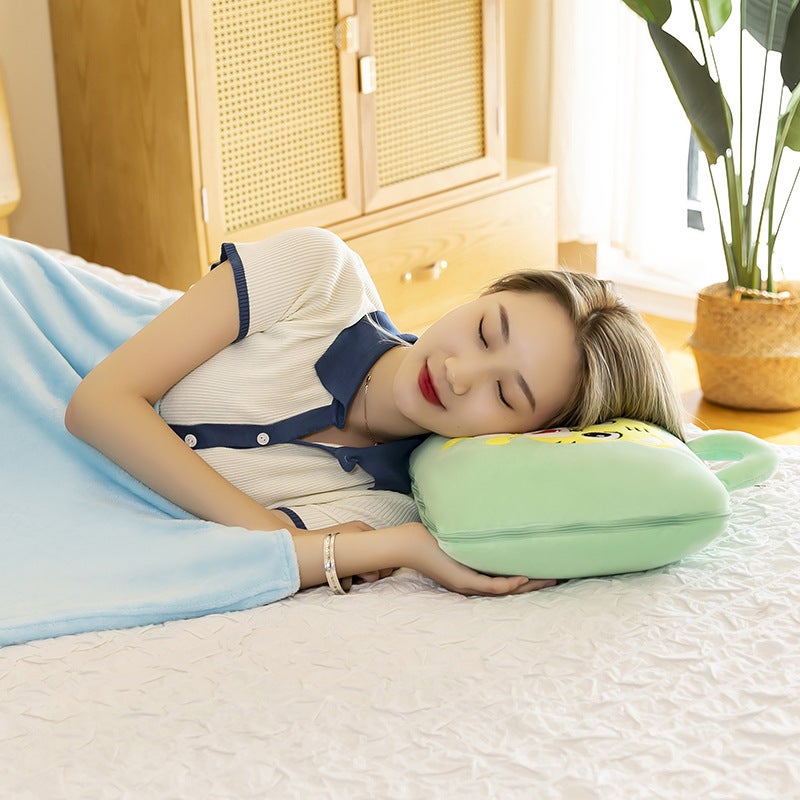 Cute Cartoon Pillow Office Lunch Break Folding Air-Conditioning Quilt Pillow Quilt Dual-Use Two-In-One Car Cushion - Image 5