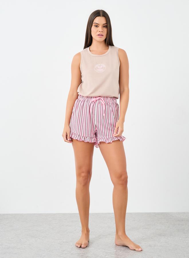 ستايلي طقم تانك مزين بكشكشة وشورت مخطط - Image 5