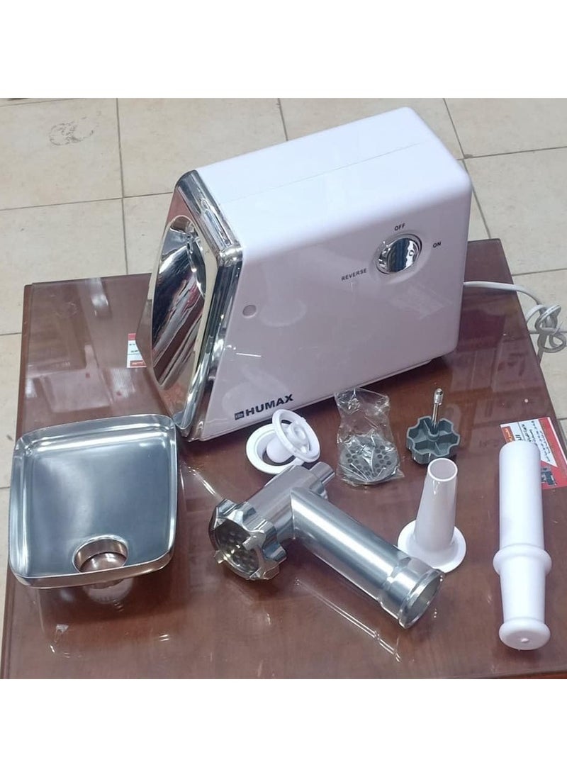 هيوماكس - مفرمة لحوم كهربائية متعددة الوظائف من هاماكس بمحرك نحاسي 600 وات جسم من الدخل والخارج مصنوع من الاستنالس ستيل ضد الصدا موتور قوي من النحاس الاصلي المتين - أبيض - BN-752_ ضمان سنة - Image 1
