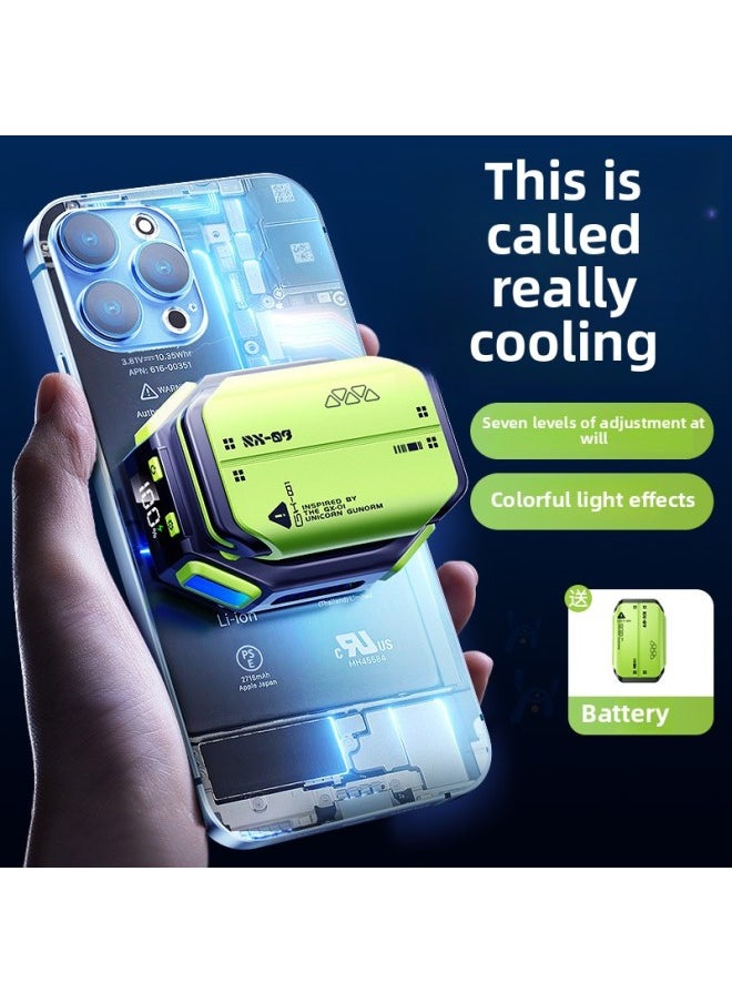 Generic Magnetic Suction Mobile Phone Radiator Water Cooling Fan Game Live Dedicated Ultra-quiet Semiconductor Cooling Artifact Wholesale-Color:X111 Magnetic Radiator-[charging Green] + Charging Compartment + 2 Batteries  - Image 2
