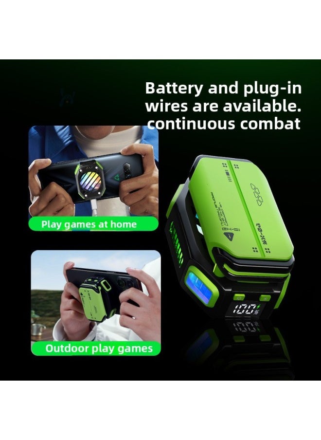 Generic Magnetic Suction Mobile Phone Radiator Water Cooling Fan Game Live Dedicated Ultra-quiet Semiconductor Cooling Artifact Wholesale-Color:X111 Magnetic Radiator-[charging Green] + Charging Compartment + 2 Batteries  - Image 5