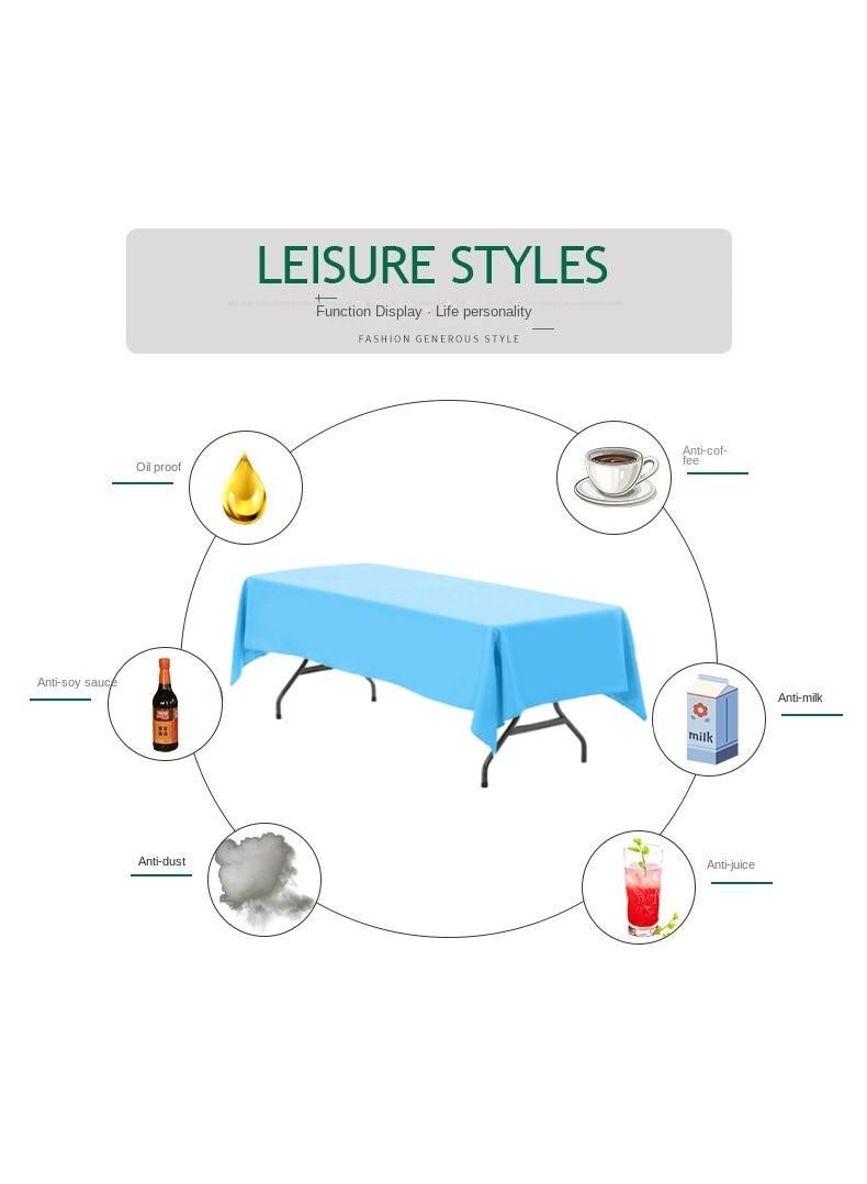 Bluejw 1-Piece Solid Pattern Table Cloth Light Blue  - Image 2
