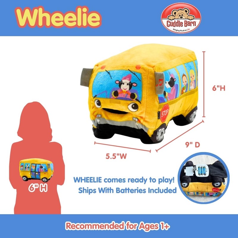 Cuddle Barn كادلي بارن | حافلة مدرسية متحركة 8" دمية محشوة تغني | تتحرك الفم وتضيء العيون | تغني "عجلات الحافلة" - Image 3