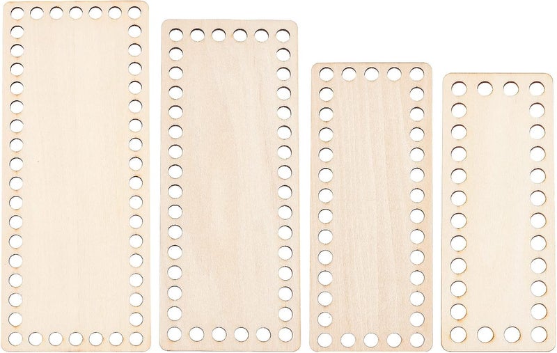 كلاراكو قاعدة حقيبة كروشيه خشبية من Klarako بأربعة أحجام، قاعدة حقيبة سلة خشبية مستطيلة، قاعدة سلة خشبية فارغة، وسادة تشكيل، لوحة حقيبة يد منسوجة يدويًا مع فتحات لخيوط الحياكة اليدوية ولوازم النسيج - Image 1