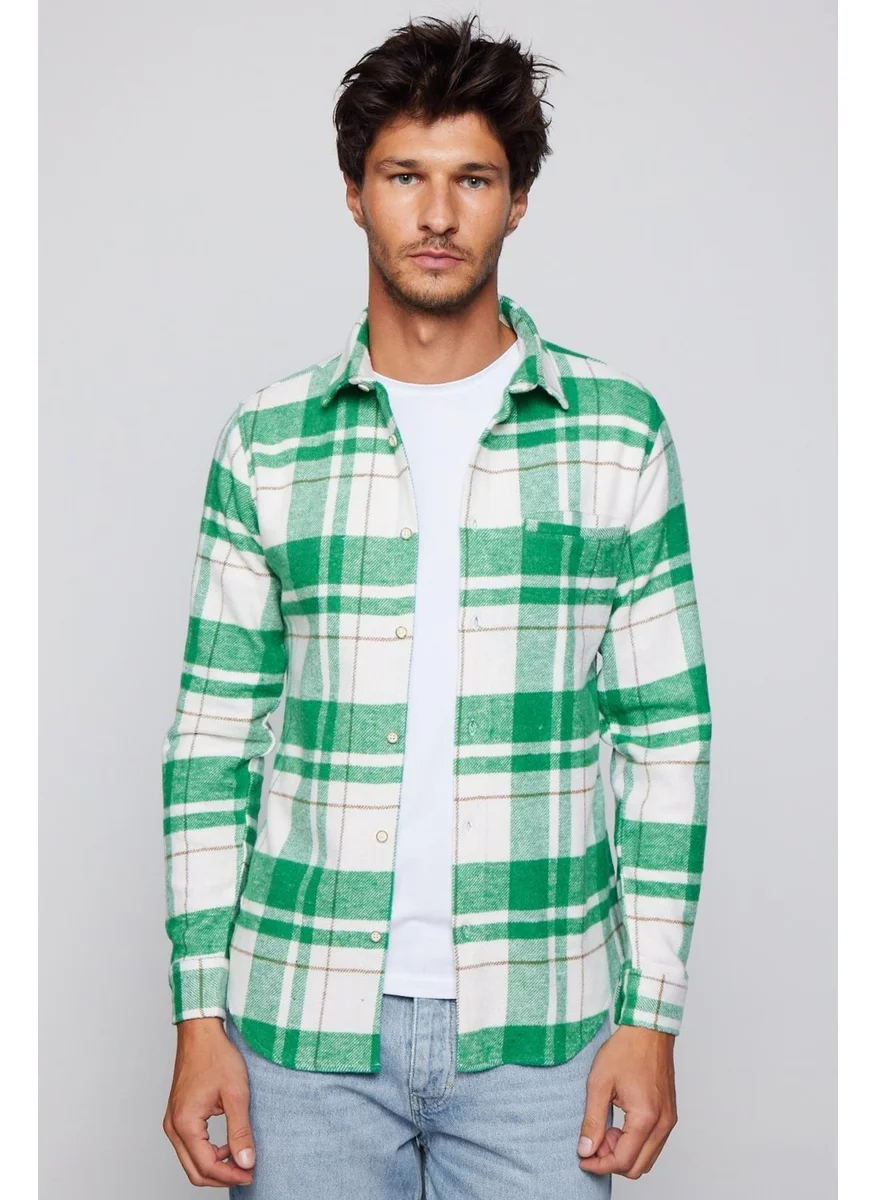 Tudors Slim Fit Fleto Single Pocket Winter Checkered Lumberjack Men's Shirt