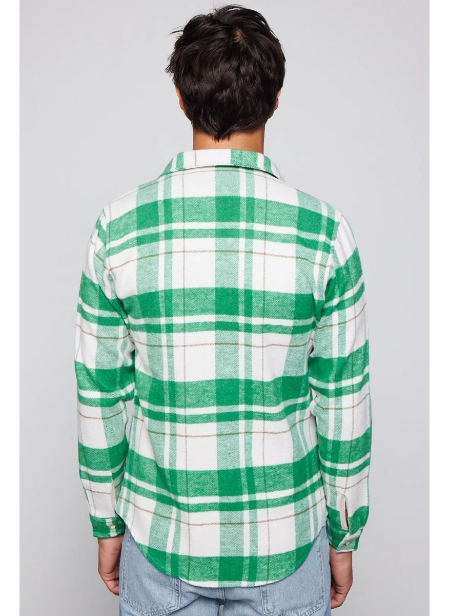 Tudors Slim Fit Fleto Single Pocket Winter Checkered Lumberjack Men's Shirt