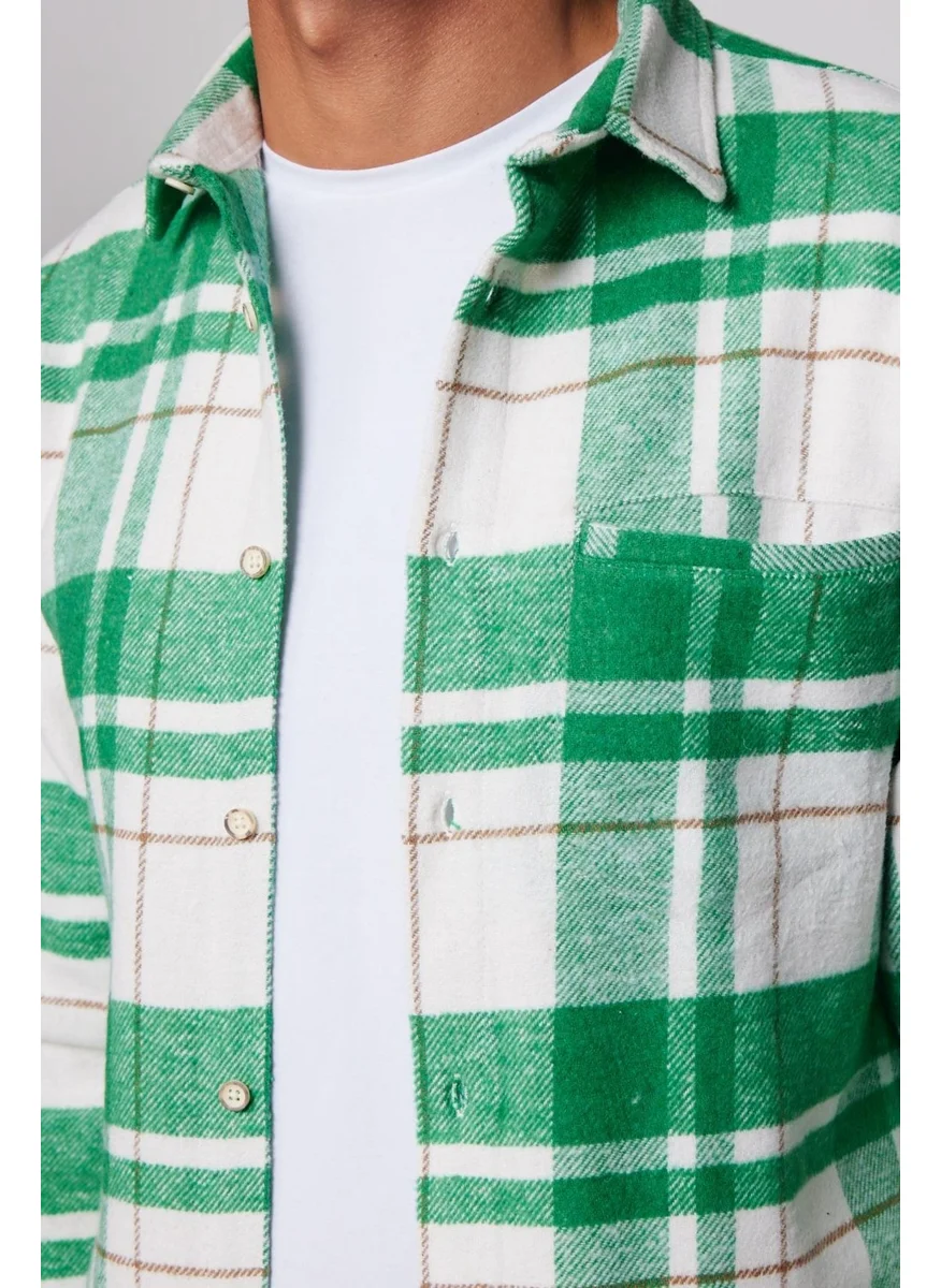 Tudors Slim Fit Fleto Single Pocket Winter Checkered Lumberjack Men's Shirt