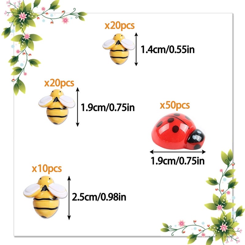glacely 100 Pcs Tiny Resin Bees Ladybugs,Including 50 Pcs Resin Bee Ornaments 50 Pcs Resin Ladybugs Decors with Storage Box for DIY Crafts Wreath Party Home Decoration - Image 2