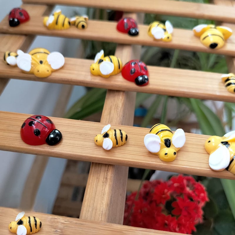 glacely 100 Pcs Tiny Resin Bees Ladybugs,Including 50 Pcs Resin Bee Ornaments 50 Pcs Resin Ladybugs Decors with Storage Box for DIY Crafts Wreath Party Home Decoration - Image 4