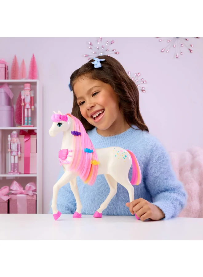 باربي ​Barbie in the Nutcracker  Land of  Sweets horse with Colorful Scented Hair, Comb & Candy-Scented Accessories
