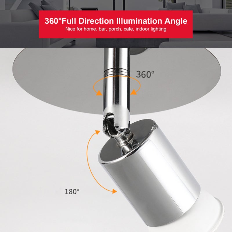 A C85-265V 4 H-eads Wall S-pot Lamp Indoor Ceiling Light GU10 B-ulb Base Socket Holder Directional Lighting Fixture Rotatable Adjustable Light Angle for Kitchen Hallway Bathroom - Image 5