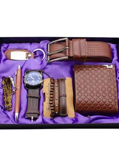 OLUDENIZ Corporate Luxury 7 Leather Sets Watch Wallet Belt Bracelet Key Chain Ballpoint Pen Rosary Box For Present Business Men Gift Set  - Image 2