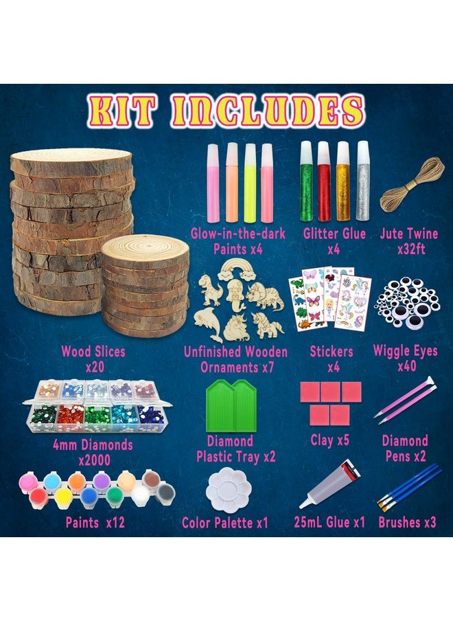 Klmars - Kids Wooden Painting Kitglow In The Darkarts & Crafts Gifts For Boys Girls Ages 512Wood Slice Craft Activities Kits Creative Art Toys For 5 6 7 8 9 10 11 & 12 Year Old Kids - Image 1