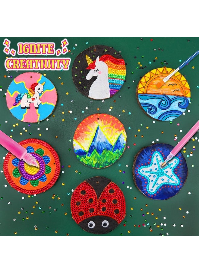 Klmars - Kids Wooden Painting Kitglow In The Darkarts & Crafts Gifts For Boys Girls Ages 512Wood Slice Craft Activities Kits Creative Art Toys For 5 6 7 8 9 10 11 & 12 Year Old Kids - Image 1