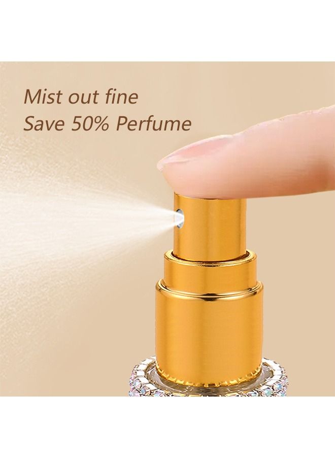 Diamond-Encrusted Mini Perfume Bottle, High Quality Portable Toner Perfume Clear Glass Travel Bottle, Small Perfume Atomizer (Silver） - Image 3