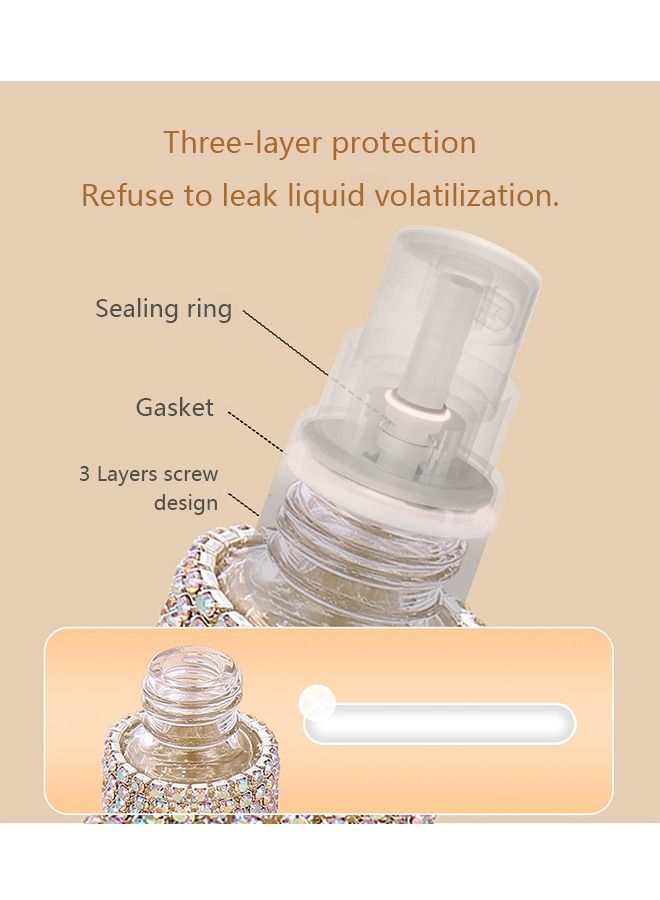Diamond-Encrusted Mini Perfume Bottle, High Quality Portable Toner Perfume Clear Glass Travel Bottle, Small Perfume Atomizer (Silver） - Image 5