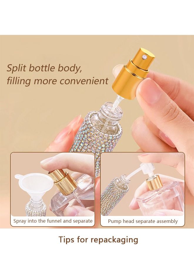 Diamond-Encrusted Mini Perfume Bottle, High Quality Portable Toner Perfume Clear Glass Travel Bottle, Small Perfume Atomizer (Silver） - Image 4