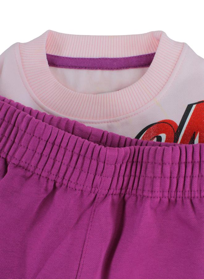 Girls Cotton Pajama Set - Pink with Snow White Design - Image 3