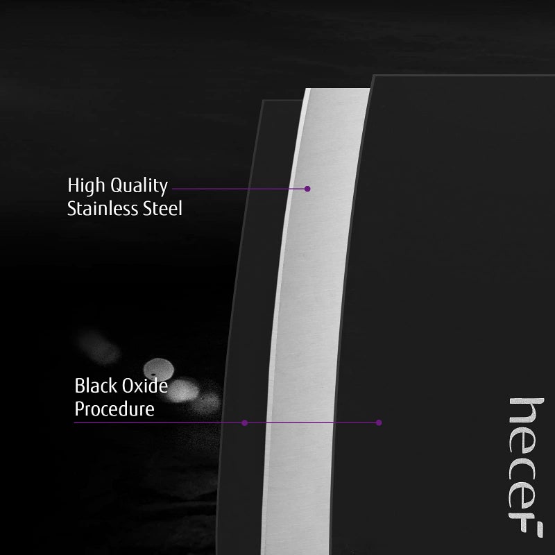 hecef طقم سكاكين هيكف أكسيد أسود مكون من 6 قطع مع غلاف واقي متطابق، سكاكين مطبخ مقاومة للخدش ومضادة للصدأ، فولاذ مقاوم للصدأ قوي، شفرة بطبقة طلاء سوداء غير لاصقة - Image 3