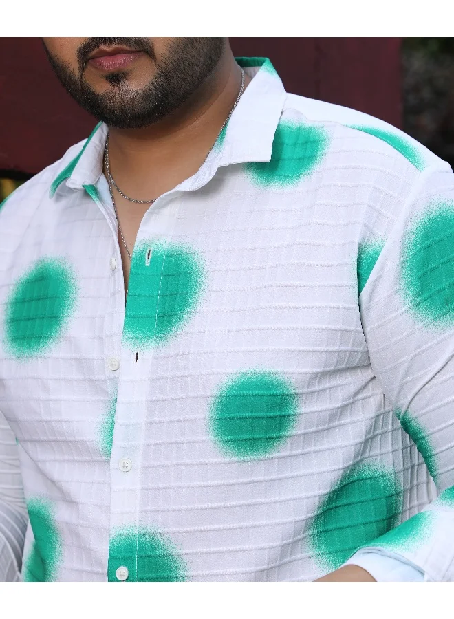 انستافاب بلس قميص رجالي باللون الأبيض الطباشيري: قميص باللون الأخضر الزمردي