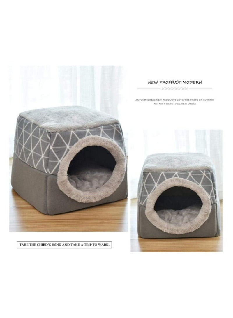 Generic Pet dog cat bed, indoor cat bed, foldable small dog bed, large cat house, suitable for pet cat house folding cat bed, pet dog cat bed, dog house, dog warming pad basket (gray)  - Image 5