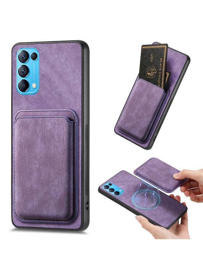 اس-توب جراب هاتف مغناطيسي مع حقيبة بطاقات جلدية كلاسيكية لهاتف OPPO Reno5 5G - Image 1