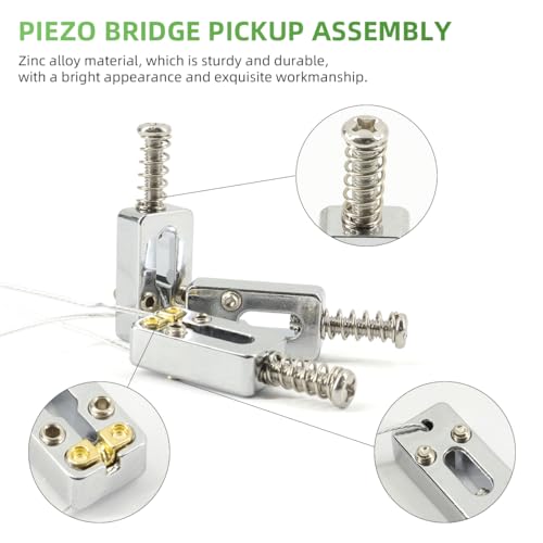Domofa Piezo Bridge Pickup Upgraded Version Guitar Tremolo Bridge Saddles with Piezo Pickup 10.5mm String Spacing for Strat or Tele Electric Guitar Chrome - Image 5