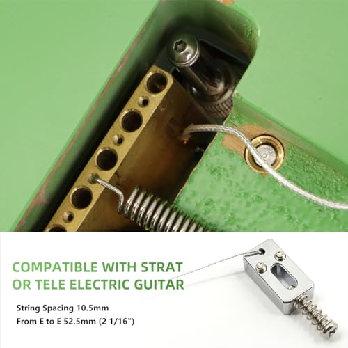 Domofa Piezo Bridge Pickup Upgraded Version Guitar Tremolo Bridge Saddles with Piezo Pickup 10.5mm String Spacing for Strat or Tele Electric Guitar Chrome - Image 4