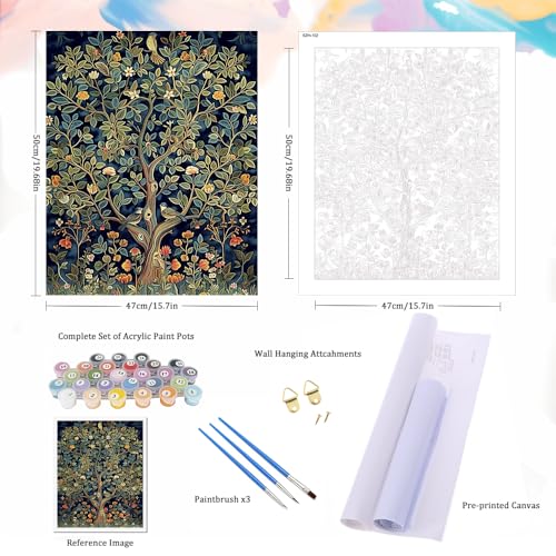 Natuyalo Paint by Numbers Kit for Adults, Paint by Numbers for Beginner Tree, Paint by Number for Adults, Plant DIY Paint by Number for Gift Home Wall Decor 16x20 Inch - Image 5
