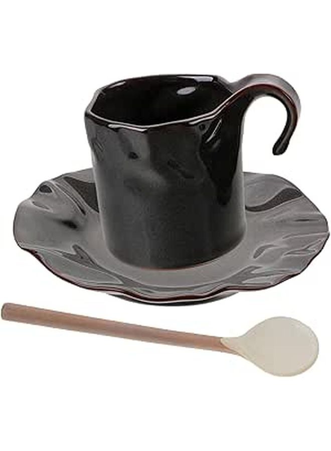 Vintage Green Ceramic Coffee Mug with Saucer Spoon Set for Home Restaurant Hotel Use - Image 1