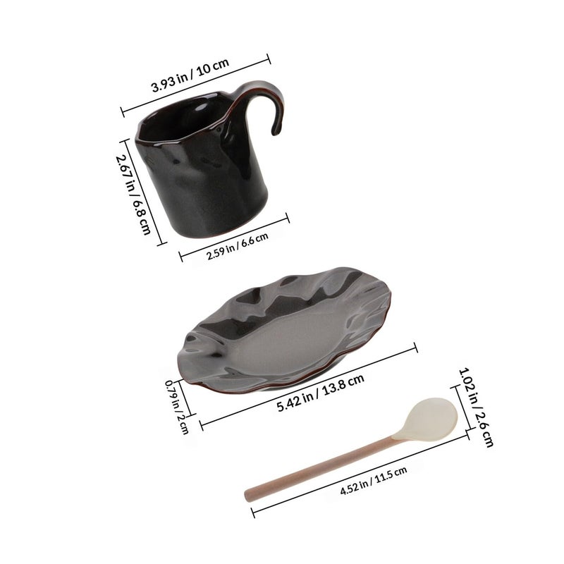 Vintage Green Ceramic Coffee Mug with Saucer Spoon Set for Home Restaurant Hotel Use - Image 3
