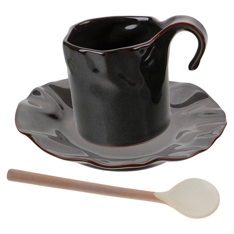 Vintage Green Ceramic Coffee Mug with Saucer Spoon Set for Home Restaurant Hotel Use - Image 2