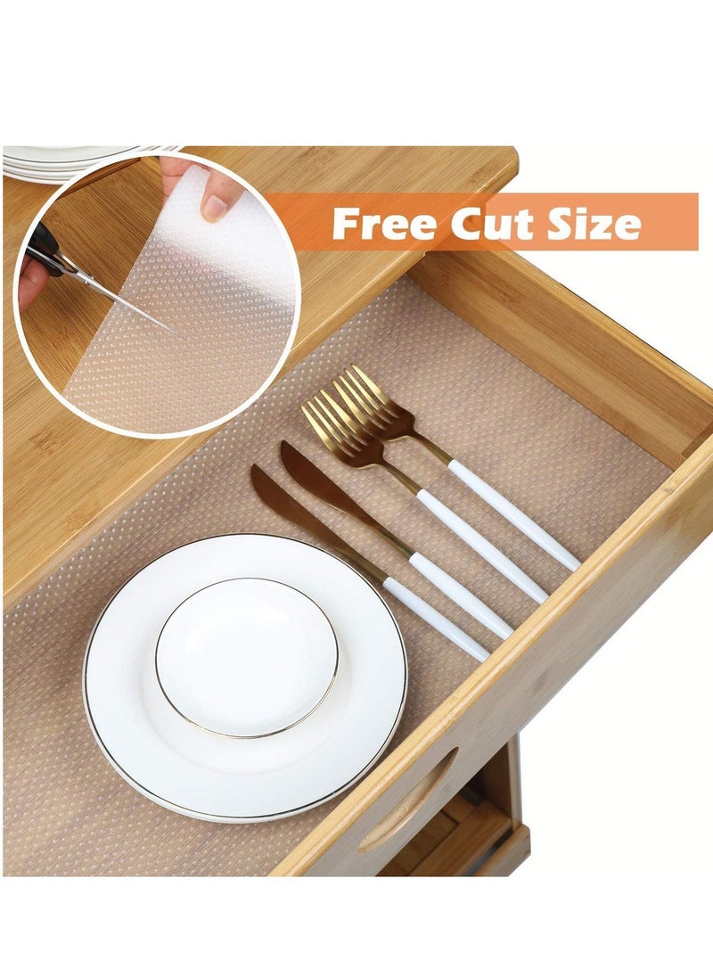 SYOSI - Shelf Liners for Kitchen Cabinets, Non-Adhesive, Easy to Cut Liner Waterproof EVA Cupboard, Drawer, Storage - Clear, Shoe Rack 17.71" X 196Inch - Image 1