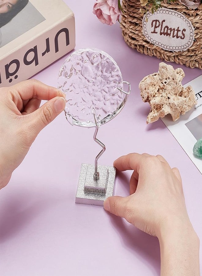 AHANDMAKER Crystal Ball Holder, Moon Shaped Small Crystal Display Stand Alloy Sphere Display Holder for Gemstones Geodes Mineral Agate Home Office Decor, 3.54x1.97x4.92 inch, Silver - Image 4