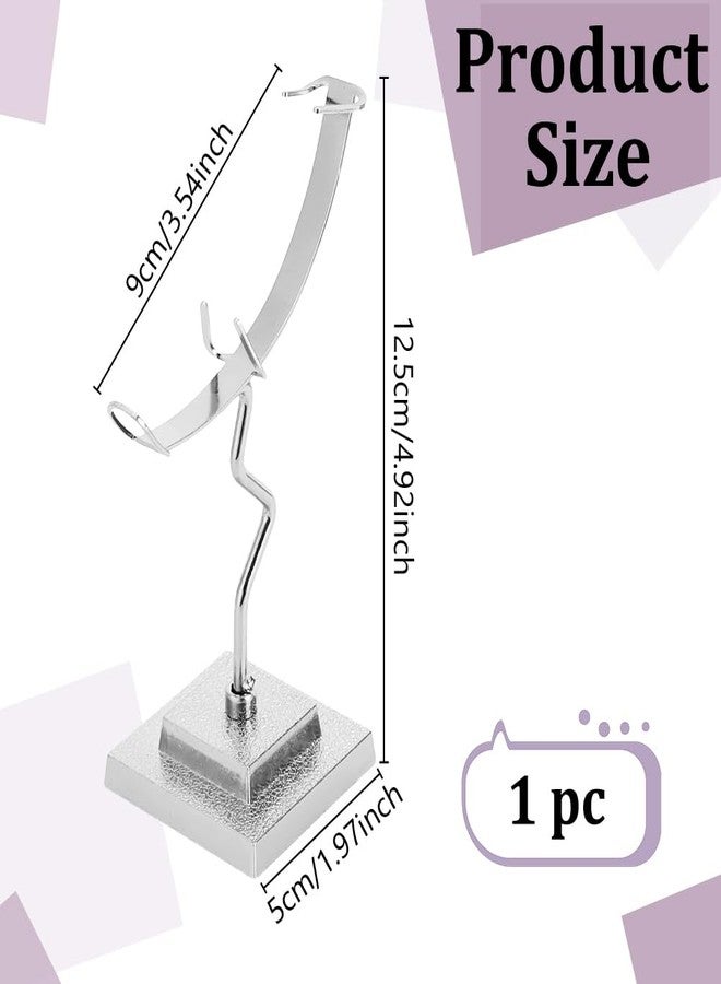 AHANDMAKER Crystal Ball Holder, Moon Shaped Small Crystal Display Stand Alloy Sphere Display Holder for Gemstones Geodes Mineral Agate Home Office Decor, 3.54x1.97x4.92 inch, Silver - Image 2