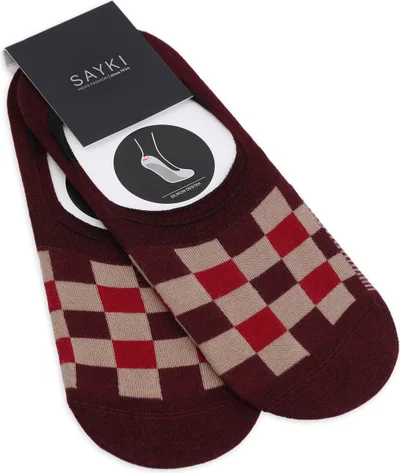 Hatemoğlu Claret Red Double Cotton Plaid Ballerina Socks