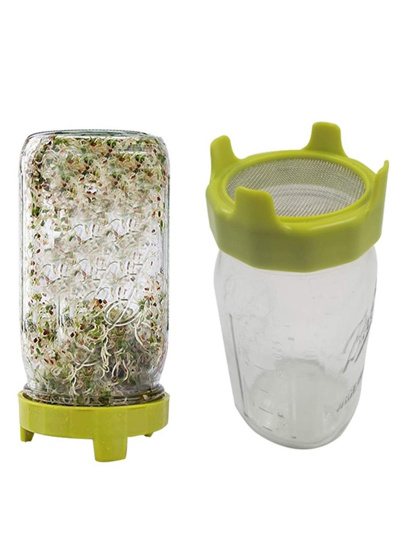 KASTWAVE - Sprouting lids, Plastic Sprout Lid with Stainless Steel Screen for Wide Mouth Jars, Germination Kit Sprouter Sprout Maker with Stand Water Tray - Image 1