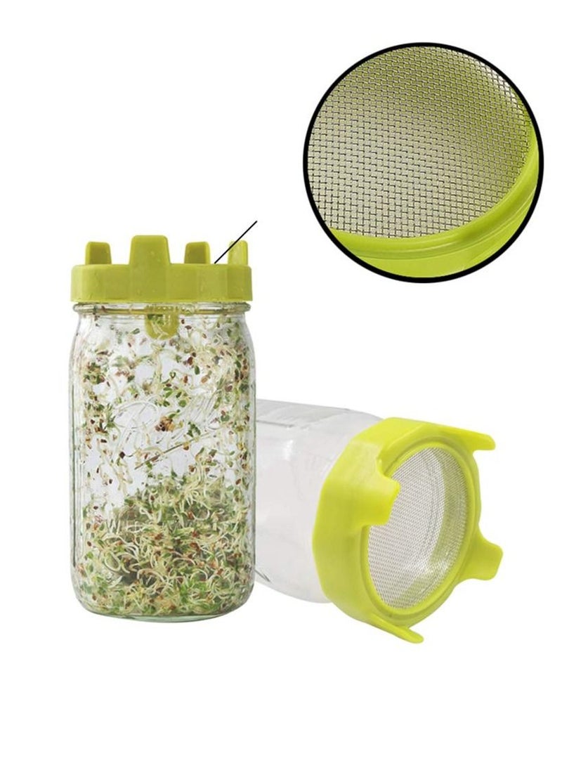 KASTWAVE - Sprouting lids, Plastic Sprout Lid with Stainless Steel Screen for Wide Mouth Jars, Germination Kit Sprouter Sprout Maker with Stand Water Tray - Image 1