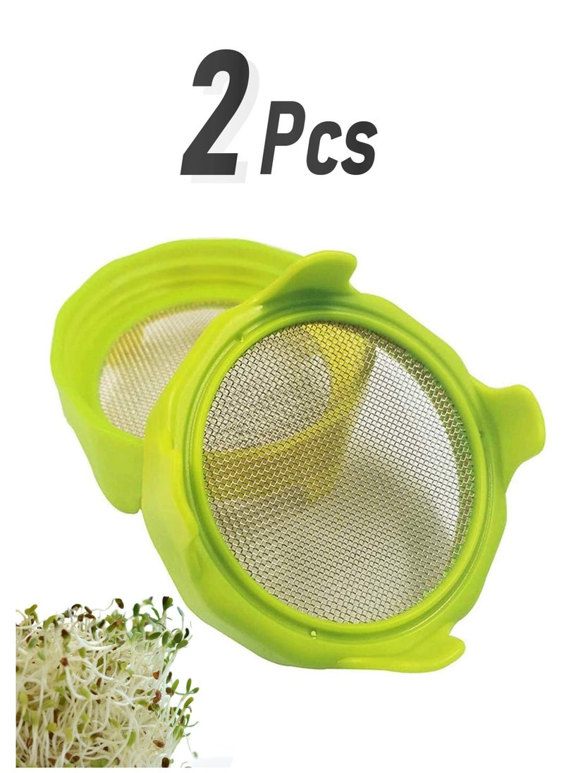 KASTWAVE - Sprouting lids, Plastic Sprout Lid with Stainless Steel Screen for Wide Mouth Jars, Germination Kit Sprouter Sprout Maker with Stand Water Tray - Image 1