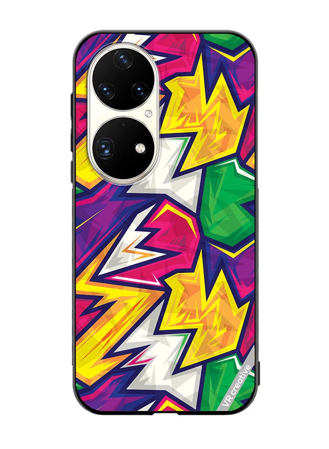 VR CREATIVE Protective Case Cover For Huawei P50 Pro Colorful Abstract Geometric Design Multicolour - Image 1