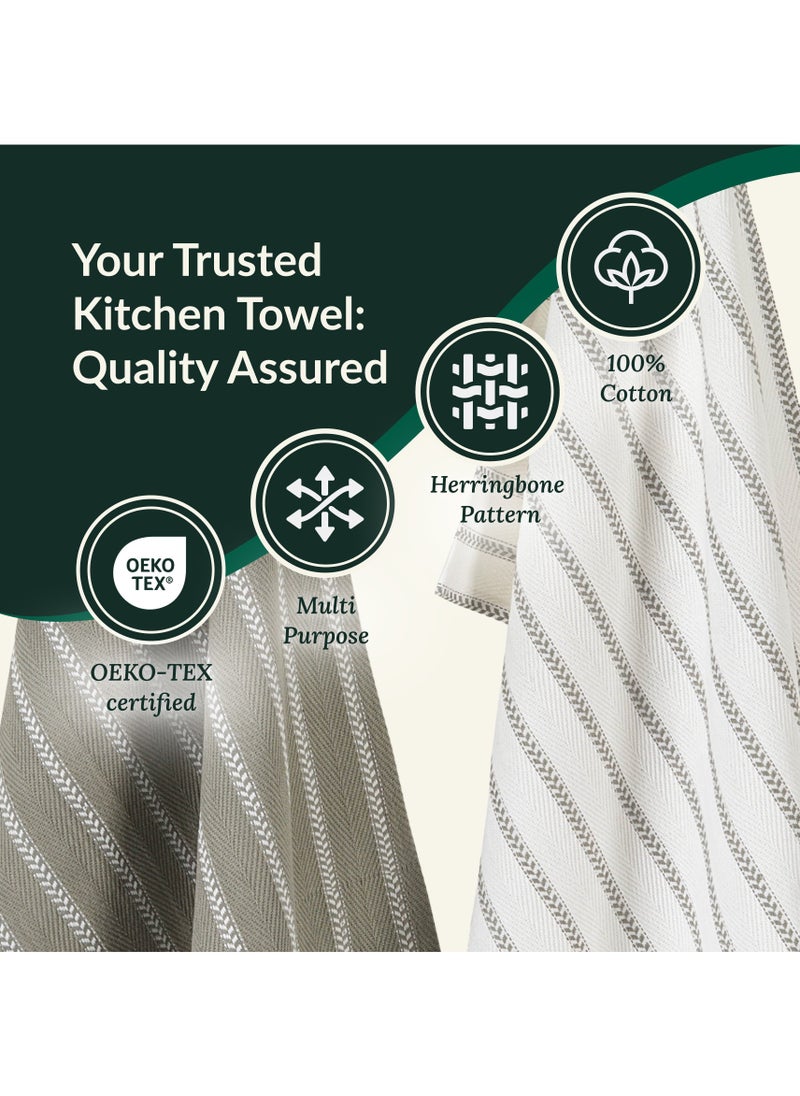 Cloud Scape Linen 100% Cotton Herringbone Kitchen Towels Set- Pack of 4, 18x 28 inches - Highly Absorbent and Quick Dry Dish Towels, Grey  - Image 4