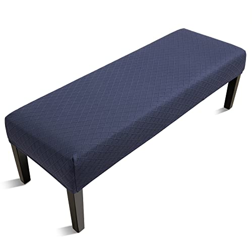 Fuloon Fuloon Stretch Jacquard Dining Bench Cover  AntiDust Removable Bench Slipcover Washable Seat Cushion Protector for Bedroom Kitchen Hotel Banquet Navy Blue 
