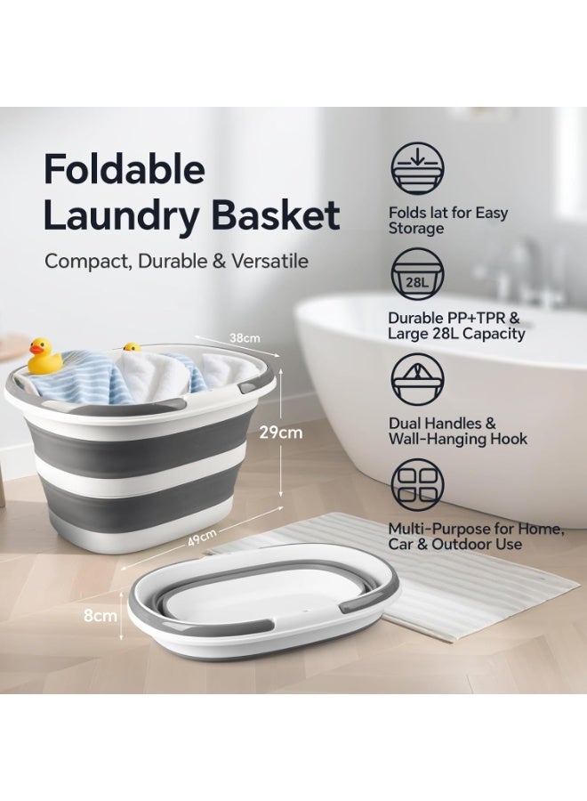 Baytion 28L Large foldable laundry basket, 7.46 gallon pop up storage container, Collapsible Laundry Basket with Handle, for sorting clothes, Dog Bathtub, storage bin - Image 2