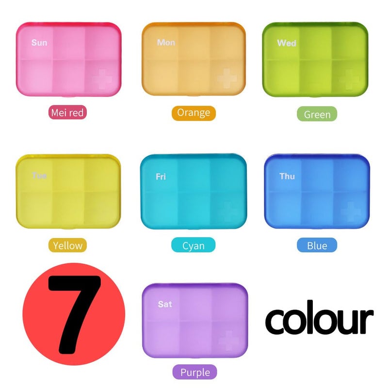 SHUNCHG 7 Piece Set Pill Organizer 6 Times a Day, Weekly Pill Case, Pill Organizer with Labels, Travel Pill Dispenser 7 Day with 42 Copartments for Medication/Vitamin/Fish Oil/Supplements - Rainbow Colors - Image 5