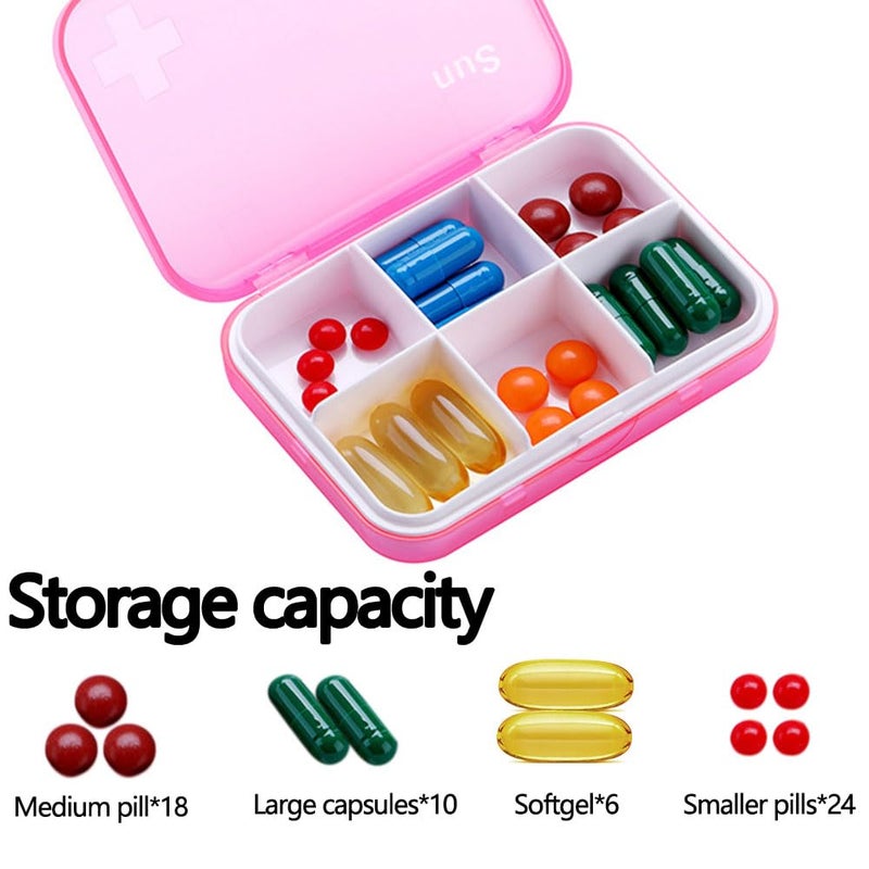 SHUNCHG 7 Piece Set Pill Organizer 6 Times a Day, Weekly Pill Case, Pill Organizer with Labels, Travel Pill Dispenser 7 Day with 42 Copartments for Medication/Vitamin/Fish Oil/Supplements - Rainbow Colors - Image 4